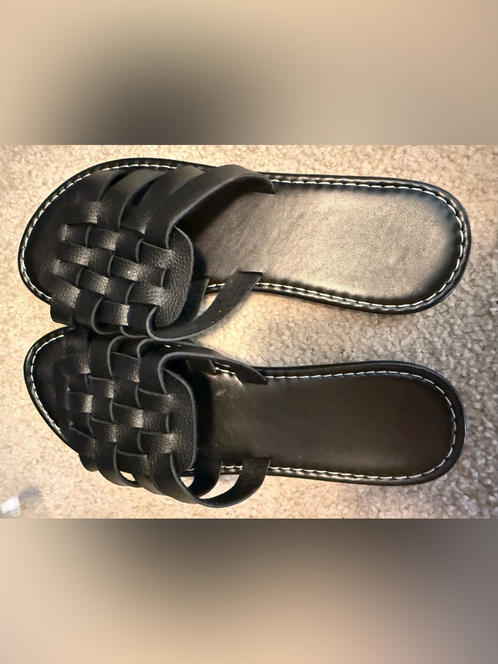 SHEIN Black Woven Slide Sandals